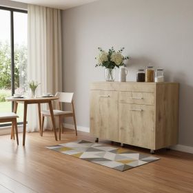 47" Brown Console Accent Cabinet With Three Shelves And One Drawer