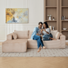 Compression Sectional Couch with Comfy Chaise, Boneless L Shape Sofa with Deep Seat