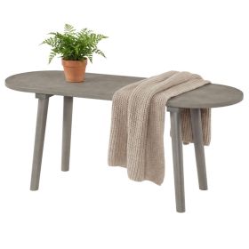 43 Inch Farmhouse Style Gray Wooden Bench, Scratch-Resistant Waterproof Dining Room Bench for 2 Persons