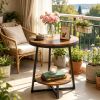 2-Tier round End Table Bedside with Storage Shelf Living Room Decor Coffee Table Modern Minimalist Style Sofa Table