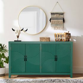 59"Green Accent Cabinet with 4 Doors, Mid Century Modern Pantry Cabinet, Wood Buffet Cabinet, Media Cabinet, Console Cabinet, Cabinet for Entryway