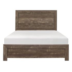 Rustic Brown Finish 1pc Queen Size Bed Panel Headboard Footboard Wooden Bedroom Furniture