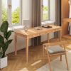 Dumont Modern Farmhouse 1-Drawer Fluted Home Office Writing Desk, Natural Blonde Solid Rubberwood & Rubberwood Veneer
