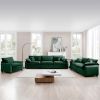 3 Piece Comfortable Oversized Sectional Sofa, One Single Sofa and One 2-Seater Sofa and One 3-Seater Sofa ,Green Corduroy Deep Seat Sofa