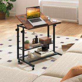 Mobile Stand up Desk Height Adjustable Standing Table with Tilting Tabletop