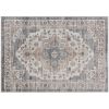 8x10 Area Rug, Vintage Machine Washable Rug, Non-Slip Carpet for Living Room, Bedroom, Dining Room, Brown & Light Blue