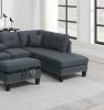 Living Room Furniture 3-PCS Sectional Sofa Set LAF Sofa RAF Chaise And Storage Ottoman Cup Holder Charcoal Color Linen-Like Fabric Couch