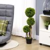 35.5" Faux Boxwood Triple Sphere Topiary, Light Green, Indoor & Outdoor Decor, Potted