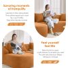 Boneless L-Shape Sectional Sofa with Curved Chaise,Orange Modular Chenille Compression Couch,30D High-Density Foam