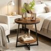 2-Tier round End Table Bedside with Storage Shelf Living Room Decor Coffee Table Modern Minimalist Style Sofa Table