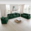 3 Piece Comfortable Oversized Sectional Sofa, One Single Sofa and One 2-Seater Sofa and One 3-Seater Sofa ,Green Corduroy Deep Seat Sofa