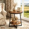 2-Tier round End Table Bedside with Storage Shelf Living Room Decor Coffee Table Modern Minimalist Style Sofa Table
