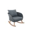 29.5" Contemporary Minimalist Gray Wicker Rocking Chair with Soft Polyester Cushions and Durable Wooden Frame