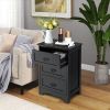 3-Drawer End Storage Wood Side Nightstand