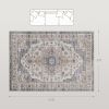 8x10 Area Rug, Vintage Machine Washable Rug, Non-Slip Carpet for Living Room, Bedroom, Dining Room, Brown & Light Blue