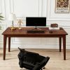 Solid Wooden Desk,63 x 19.7 Inch Desks, Rubberwood Mid Century Modern Desks, Small Writing Desk for Bedroom,Small Spaces