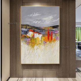 Handmade Original Colorful Textured Oil Painting on Canvas;  Large Abstract Modern Fantanstic Acrylic Painting Boho Wall Art Living Room Home Decor (size: 150X220cm)