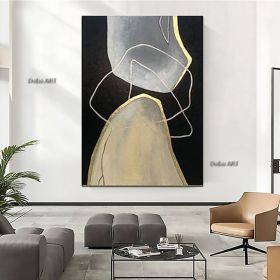 Handmade Hand Painted Oil Painting Wall Modern Abstract Oversize Abstract Paintings On Canvas Black And White Wall Art Set Acrylic Painting Hotel The (size: 100X150cm)