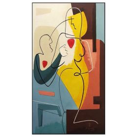 100% Hand Painted Abstract Oil Painting Wall Art Colorful Geometric Picture Modern On Canvas Decor For Living Room Office No Frame (size: 90X120cm)