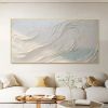 Hand Painted Oil Painting Original White Beach Oil Painting on Canvas Abstract Custom Painting Large Minimalist Art Modern Living room Wall Decor Text