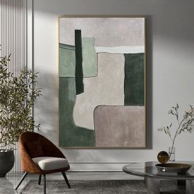 Green Minimalist Painting Beige Wall Art Green Abstract Art Green Texture Painting Beige Abstract Painting on Canvas Wabi-Sabi Wall Art (style: 01, size: 50X70cm)