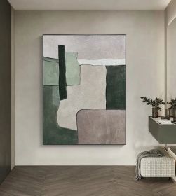 Green Minimalist Painting Beige Wall Art Green Abstract Art Green Texture Painting Beige Abstract Painting on Canvas Wabi-Sabi Wall Art (style: 01, size: 70x100cm)