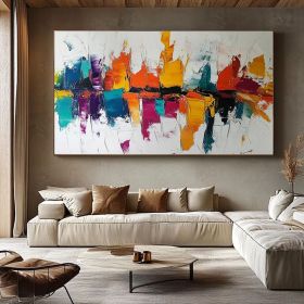 Large Abstract Colorful Painting on Canvas 3DTextured Wall Art Modern Palette Knife Painting Custom Colorful Art Over Sofa Wall Decor (style: 01, size: 140x210cm)
