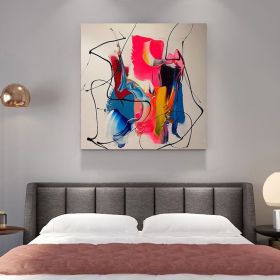 Graffiti wall art colorful painting on canvas pink wall art modern hand painted art blue interior decoration painting (style: 01, size: 120x120cm)