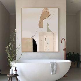 Large Abstract Woman Figure Canvas Art Modern Hand-painted Geometric Oil Painting on Canvas Minimalist Wall Art for Living Room Home Décor (style: 01, size: 50X70cm)