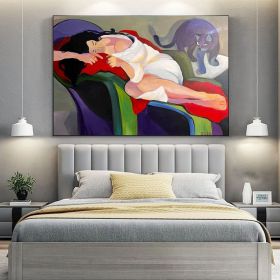 Large Abstract Woman and Cat Canvas Art Hand-painted Figure Oil Painting on Canvas Modern Minimalist Wall Art for Living Room Home Décor (style: 01, size: 80x120cm)