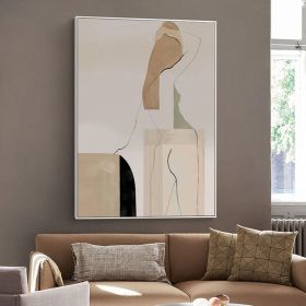 Large Abstract Woman Figure Canvas Art Modern Hand-painted Geometric Oil Painting on Canvas Minimalist Wall Art for Living Room Home Décor (style: 01, size: 60X90cm)