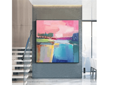 Abstract landscape Large original oil painting on canvas 3d wall art Modern impressionism 2024 Home wall decor for living room (style: 01, size: 140x140cm)