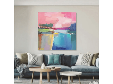 Abstract landscape Large original oil painting on canvas 3d wall art Modern impressionism 2024 Home wall decor for living room (style: 01, size: 60x60cm)