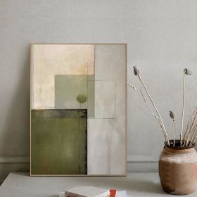 Green minimalist abstract painting Abstract landscape painting on canvas Wabi sabi wall art Handmade oil paintings for Living room wall art (style: 01, size: 60X90cm)