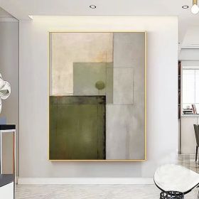 Green minimalist abstract painting Abstract landscape painting on canvas Wabi sabi wall art Handmade oil paintings for Living room wall art (style: 01, size: 100X150cm)