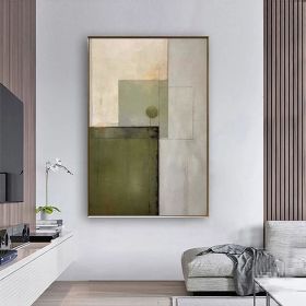 Green minimalist abstract painting Abstract landscape painting on canvas Wabi sabi wall art Handmade oil paintings for Living room wall art (style: 01, size: 80x120cm)
