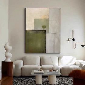 Green minimalist abstract painting Abstract landscape painting on canvas Wabi sabi wall art Handmade oil paintings for Living room wall art (style: 01, size: 90x130cm)