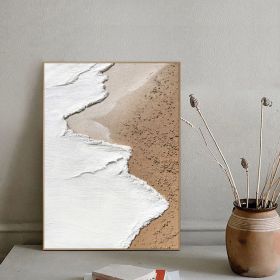 Original beige white ocean beach abstract oil painting on canvas ocean painting beach textured painting white textured wall art 3d painting (style: 01, size: 120x160cm)