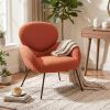 Cozy Bouclé Armchair with Black Metal Legs Modern Minimalist Lounge Chair