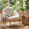 Cozy Bouclé Armchair with Black Metal Legs Modern Minimalist Lounge Chair