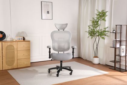 500LBS Big and Tall Office Chair Mesh Breathable, Gaming Chair with Adjustable Backrest Height & Headrest Angle & Adaptive Lumbar Lupport (Color: GREY)
