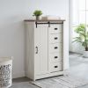 5 Drawers Dresser w/Sliding Barn Door, Farmhouse Modern Tall Dresser 5 Chest of Drawers, Storage Organizer Dresser for Bedroom, Hallway, Living Room