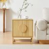 Modern Natural Night Stand 24" Wide with Solid Wood Doors, Bedroom Nightstand 24" Tall Bedside Tables