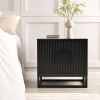 Modern Natural Night Stand 24" Wide with Solid Wood Doors, Bedroom Nightstand 24" Tall Bedside Tables