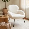 Cozy Bouclé Armchair with Black Metal Legs Modern Minimalist Lounge Chair