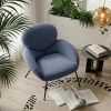 Cozy Bouclé Armchair with Black Metal Legs Modern Minimalist Lounge Chair