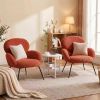 Cozy Bouclé Armchair with Black Metal Legs Modern Minimalist Lounge Chair