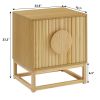 Modern Natural Night Stand 24" Wide with Solid Wood Doors, Bedroom Nightstand 24" Tall Bedside Tables