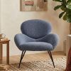 Cozy Bouclé Armchair with Black Metal Legs Modern Minimalist Lounge Chair