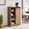 5 Drawers Dresser w/Sliding Barn Door, Farmhouse Modern Tall Dresser 5 Chest of Drawers, Storage Organizer Dresser for Bedroom, Hallway, Living Room
